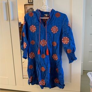 Tyler Boe Blue Dress with Orange Embroidery